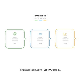 3 square thin line business infograph