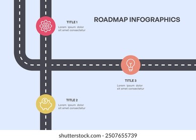3 Stage Roadmap Infographic, Simplified Progress Visualization Vector Illustration