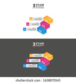 Elemento infográfico de la línea de tiempo de 3 escalones. Concepto de negocio con tres opciones y número, pasos o procesos. visualización de datos. Ilustración vectorial. fondo negro y blanco aislado