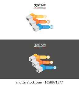 Elemento infográfico de la línea de tiempo de 3 escalones. Concepto de negocio con tres opciones y número, pasos o procesos. visualización de datos. Ilustración vectorial. fondo negro y blanco aislado