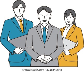 3 standing Asian business people