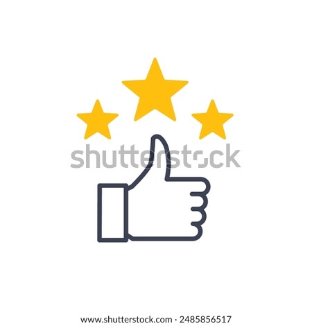 3 Star customer review quality rate satisfaction best service recommend. 3 star rate icon success vector icon