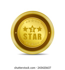 3 Star Golden Vector Icon Button