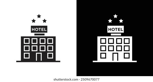 3 estrelas Hotel icon Vetor plano conjunto contorno