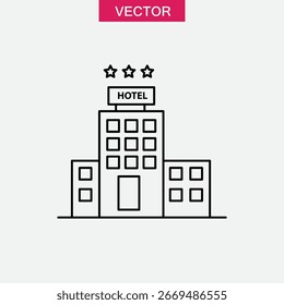 3 estrelas ícone do hotel Vetor plano conjunto esboço ilustração simples para web e app..eps