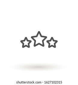3 star line icon. three rank rating star icon