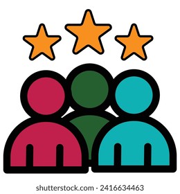 3 estrellas y 3 personas simbolizan al empleado del mes