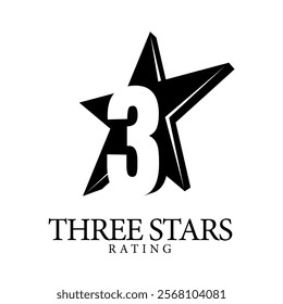 3 star rating. Original sign on a white background. Three star symbol or emblem. vector illustration