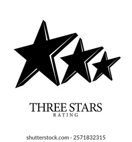 3 star rating. Original sign on a white background. Three star symbol or emblem. vector illustration