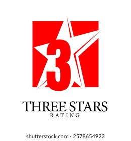 3 star rating. Original sign on a white background. Three star symbol or emblem. vector illustration