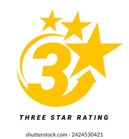 3 estrellas de calificación. tres estrellas Símbolo o emblema. ilustración vectorial