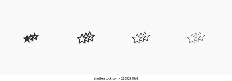 3 stars one by one linear vector illustration