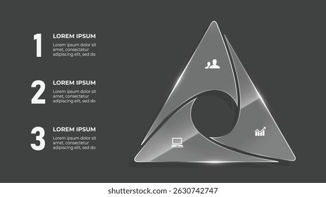 3 Step 3D Polygon Business Timeline Infographic with Financial Growth Chart and Data-Driven Diagram