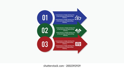 3 Step Arrow List Colorful Banners Infographic Diagram