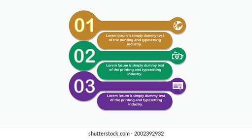 3 Step Arrow List Colorful Banners Infographic Diagram