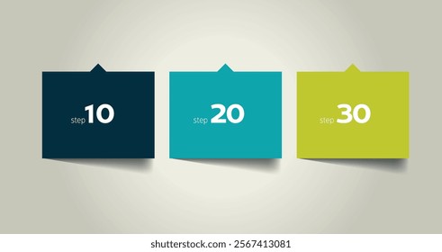 3 step arrow template for presentation. 3 steps options, elements, infographic.