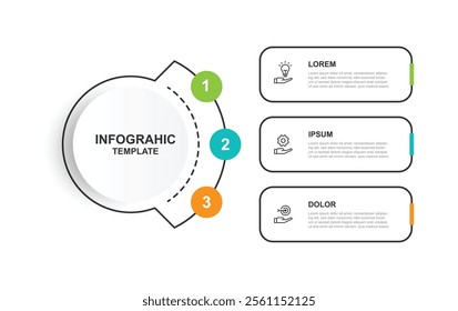 3 step banner infographic. Table template process with line and paper style suitable for business information and web presentation