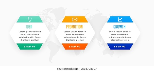 3 step business infographic sequence workflow template design vector