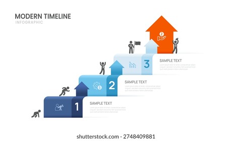 3 Step Business Infographic Template for Process Presentation and Strategy Planning Vector Illustration.