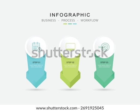 3 step business infographic template for presentation and marketing.	