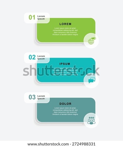 3 step business infographic template vector element. 3 columns with colorful and icons. Modern banner information and presentation.