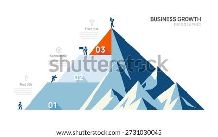 3 Step Business mountain pyramid infographic ascending Steps success strategy and financial growth process. presentation vector infographics.