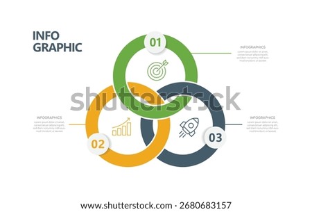 3 step circle infographic template. Can be used for process diagrams, presentations, workflows. 