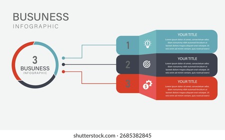 Plantilla de línea de tiempo de infografía de negocios circulares de 3 pasos
