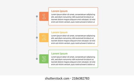 3 step colorful infographic with icons and text in flat design