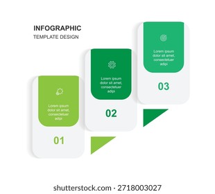 La Plantilla de infografía de columnas de 3 pasos con estilo de papel se puede usar para información comercial, presentación, diseño de flujo de trabajo.