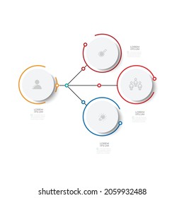 3 Step Connection Cycle Chart Timeline Minimal on white background
