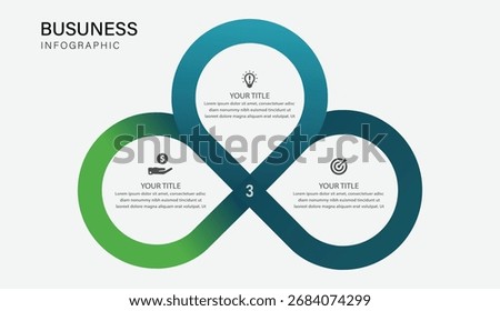 3 Step Creative Business Infographic with Three Loop Elements for Presentation and Marketing Design