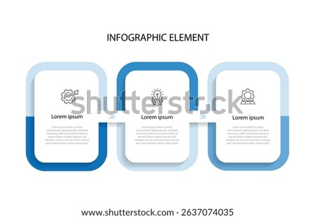 3 step design template infographic element with icons. Vector layout for workflow, business information, presentation, web graphic design 