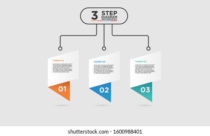 3 step diagram infographic element. Business concept with three options and number, steps or processes. data visualization. Vector illustration.