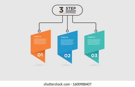 3 step diagram infographic element. Business concept with three options and number, steps or processes. data visualization. Vector illustration.