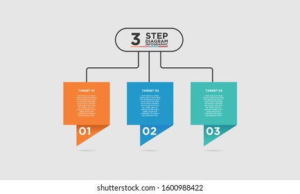3 step diagram infographic element. Business concept with three options and number, steps or processes. data visualization. Vector illustration.