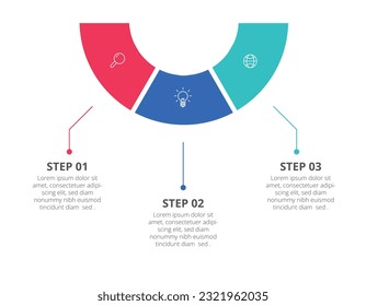 3 Step infographic design EPS 10 vector art. Modern vector illustration.  Simple vector illustration for business data visualization. Concept of three steps of startup project development.