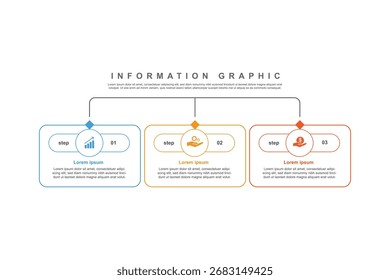 3-stufiges Infografik-Design Zeitplankonzept mit Papierlayout. kann zur Workflow-Illustration verwendet werden