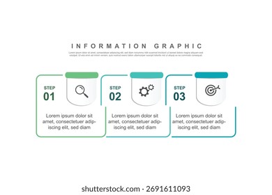 3 etapa infográfico design. conceito de programação com layout de papel. pode ser usado para ilustração de fluxo de trabalho