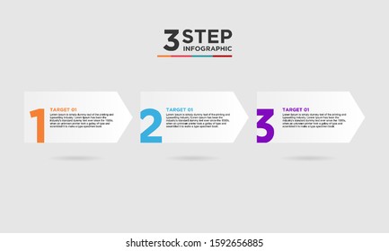 3 step infographic element. Business concept with 3 options and number, steps or processes. data visualization. Vector illustration.