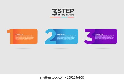 3 step infographic element. Business concept with 3 options and number, steps or processes. data visualization. Vector illustration.