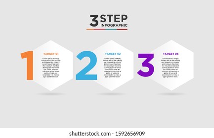 3 step infographic element. Business concept with 3 options and number, steps or processes. data visualization. Vector illustration.