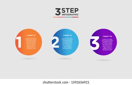3 step infographic element. Business concept with 3 options and number, steps or processes. data visualization. Vector illustration.