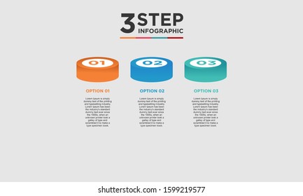 3 step infographic element. Business concept with three options and number, steps or processes. data visualization. Vector illustration.