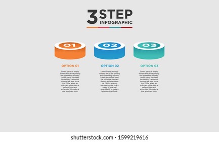 3 step infographic element. Business concept with three options and number, steps or processes. data visualization. Vector illustration.