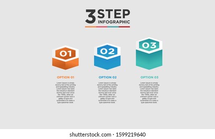 3 step infographic element. Business concept with three options and number, steps or processes. data visualization. Vector illustration.