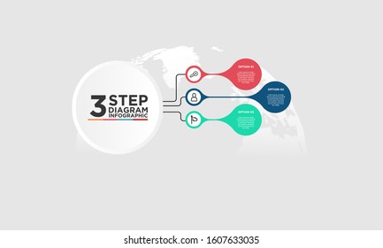 3 step infographic element. Business concept with three options and number, steps or processes. data visualization. Vector illustration.