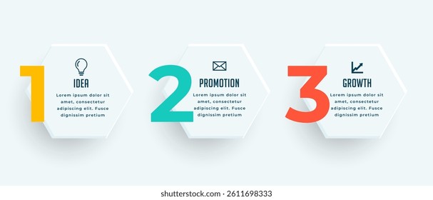 3 step infographic element workflow banner for business presentation vector