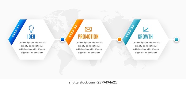 3 step infographic process chart template for business marketing vector