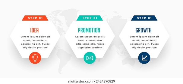3 step infographic sequence diagram template for corporate marketing vector